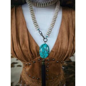 Bone Bead Statement Necklace -western necklace